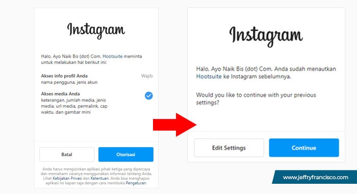 Menggunakan Otorisasi Instagram Hootsuite