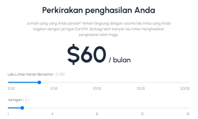 Pendapatan Aplikasi EarnFM