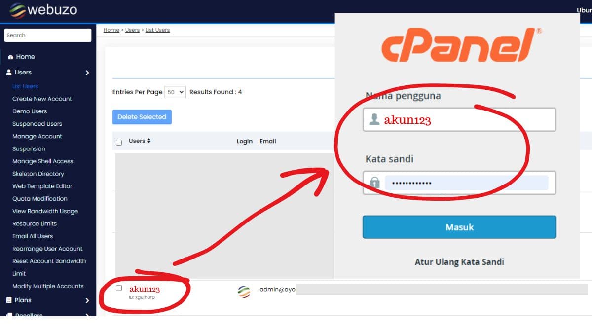 Login cpanel