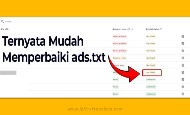 Memperbaiki ads.txt not found adsense