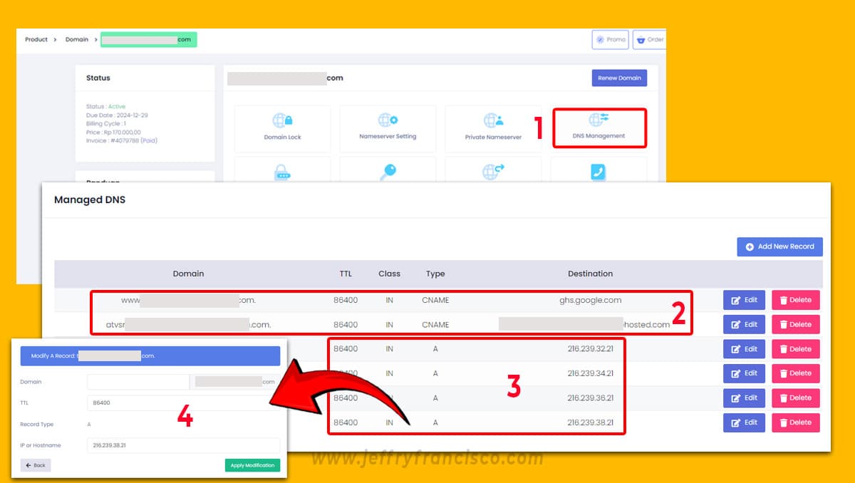 DNS Management custom domain blogspot