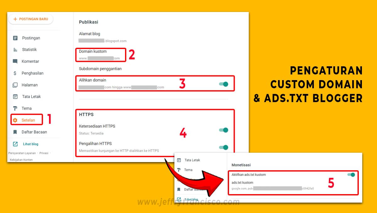 Pengaturan custom domain blogger dan ads.txt