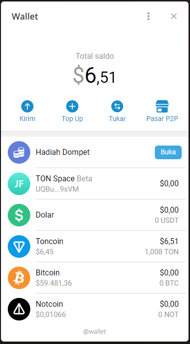 isi saldo dompet telegram